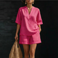 ✨ Effortless Everyday Style | Women's V-Neck Top & Wide-Leg Shorts Set