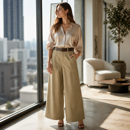 ✨ Effortless Everyday Style | Women's High-Waisted Wide-Leg Trousers with Pockets