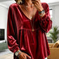 ✨ Elevated Comfort | Women's Elegant V-Neck Velvet Top