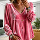 ✨ Elevated Comfort | Women's Elegant V-Neck Velvet Top