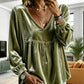 ✨ Elevated Comfort | Women's Elegant V-Neck Velvet Top
