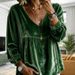 ✨ Elevated Comfort | Women's Elegant V-Neck Velvet Top