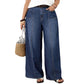 ✨ Effortless Everyday Style | Women's High-Waisted Wide-Leg Jeans with Pockets